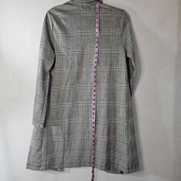 MELLODAY Black & White Houndstooth Blazer Sz S Unlined L/s Pockets Open - Picture 2 of 8